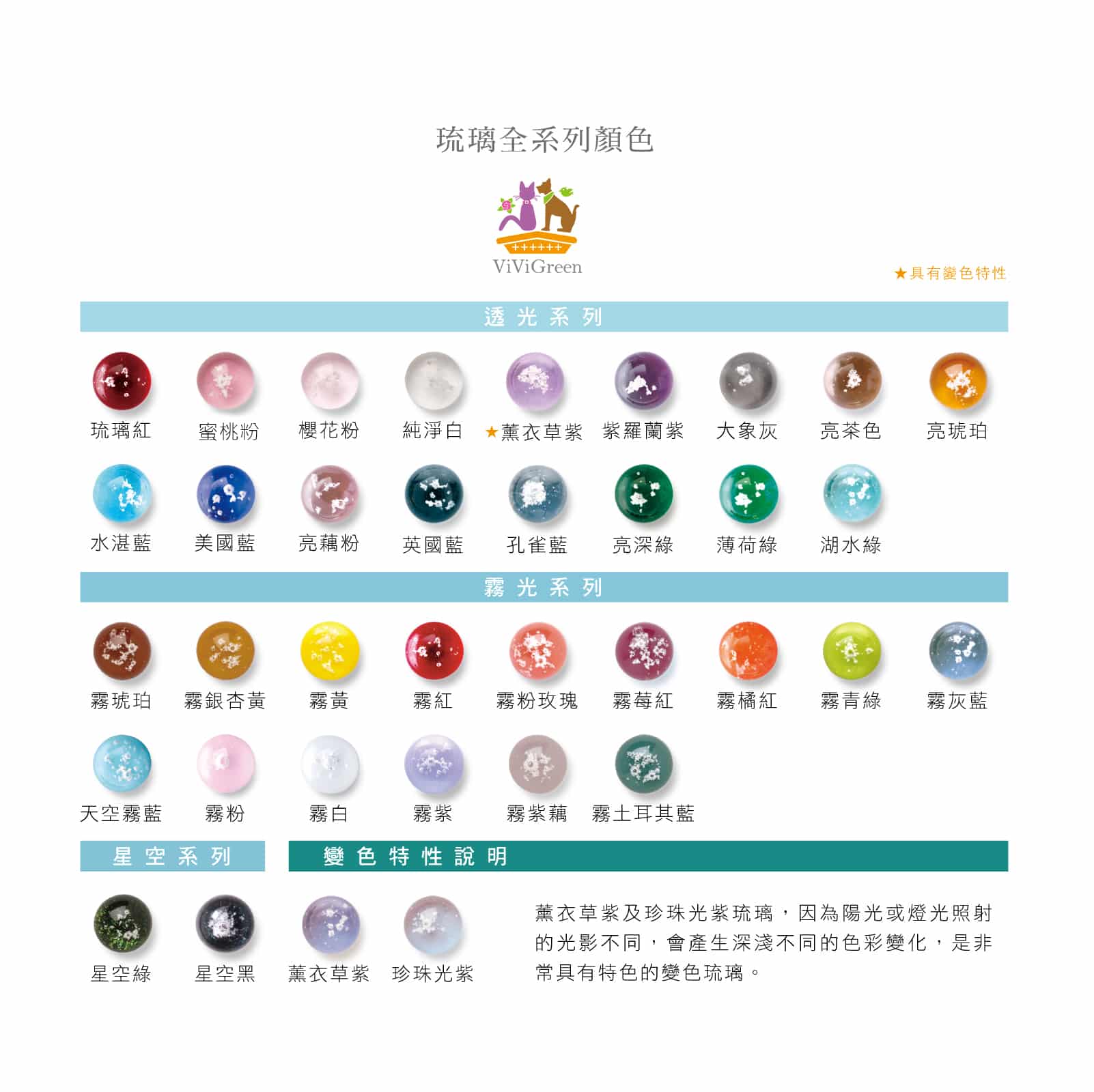 關於紀念琉璃珠 - 提供34種骨灰琉璃珠顏色選擇 - ViviGreen寵物紀念骨灰罐/骨灰紀念飾品